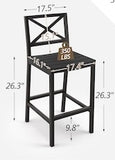 Set of 2 – 26.3” Aluminum Outdoor Bar Stools with Backrest – 350 LB Capacity