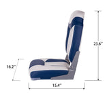 NORTHCAPTAIN Deluxe White/Pacific Blue High Back Folding Boat Seat, 2 Seats