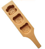 3-Slot Animal-Shaped Wooden Cookie Mold for DIY Baking, Pastries & Desserts