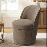 Swivel Accent Chair with Hidden Storage, Upholstered Barrel Armchair - Brown