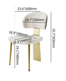 White Upholstered Dining Chairs Set of 2 with Brown Backrests & Gold Stainless Steel Frame