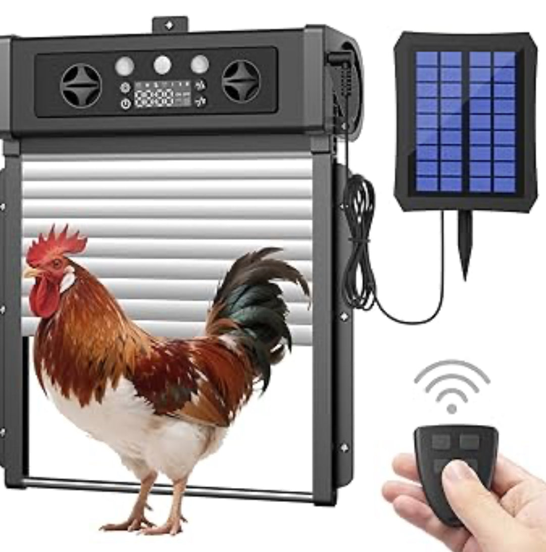 Automatic Chicken Coop Door Solar Powered, LCD Screen Chicken Door wit ...