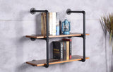 3-Tier DIY Industrial Pipe Shelf Kit Hanging Bookshelf for Wall Open Pipe Shelving Black (Wood Planks not included)