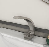 Modern Single Hole 1-Handle C-Shaped Curved Spout Bathroom Sink Faucet With Pop Up Drain In Brushed Nickel