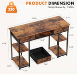 48” Writing Desk Home Office Computer Desk Bedroom Vanity Table Rustic Brown Wood Small Space