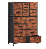 16-Drawer Fabric Storage Dresser Tower Organizer with Wood Top