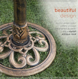 Tall Outdoor 3-Tiered Pedestal Water Fountain and Birdbath, Bronze