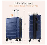 Blue - Hardside Luggage with Spinner Wheels - 24 Inch Expandable Suitcase, TSA Lock, Lightweight Hard Shell Carry On & Checked Luggage - Durable ABS/PC, 360° Silent Wheels - Blue
