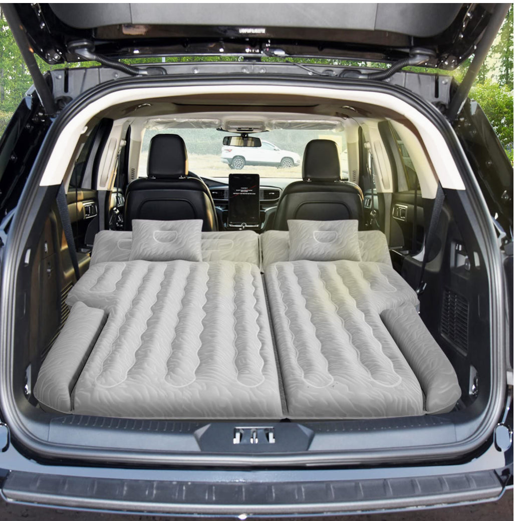SUV Air Mattress Car Air Mattress Flocking and Extra Thick Oxford Surface Car Sleeping Bed for SUV Back Seat with Electric Air Pump,8M Charging Cable