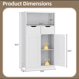 42.5”H White Bathroom Storage Cabinet with 2 Drawers, Doors & Adjustable Shelf