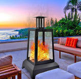 Large Fire Pit Steel Wood Burning Outdoor Fireplace Tower 44" High Big Patio Firepits with Mesh Screen Cover, for Backyard, Garden, Beach, Camping