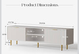 70.8” White Fluted TV Stand Media Console with Gold Legs & Storage Cabinet