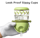 T-Rex Toby Straw Sippy Cups for Toddler No Spill for Baby 1+ Year Old Transition Weighted Sipand Strap 10oz/300ml Green 1 Count