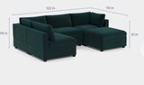 Albany Park - Kova Box Cushion L-Shape + Ottoman - Dark Teal performance velvet - minor cut (can be hidden by ottoman)