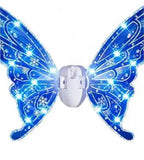 LED Light-Up Butterfly Fairy Wings Costume Set for Kids Blue Snow Spirit