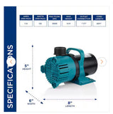 3000 GPH Energy Saving Water Pump for Ponds Fountains Waterfalls Circulation System