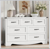 58” Wide 7-Drawer Wood Dresser Chest with Large Storage Drawers – Bedroom Organizer
