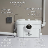MaceratingFlo Ultra 750W toilet – dimensions diagram