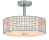 15” Chrome Semi Flush Mount Ceiling Light 3-Light Drum Fixture Modern