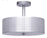 15” Chrome Semi Flush Mount Ceiling Light 3-Light Drum Fixture Modern