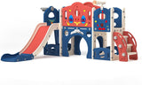 9 in 1 Children's Slide, Indoor & Outdoor Play Set, with Stairs, Storage Room, Tunnel, Telescopes, Multifunctional Rod, Application Age 1-4, Blue
