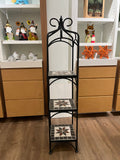 Metal 3-tiered corner shelf with mosaic tile shelves