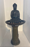 32” Buddha Water Fountain Pedestal Indoor Outdoor Zen Décor Green