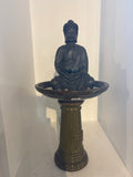 32” Buddha Water Fountain Pedestal Indoor Outdoor Zen Décor Green