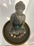 32” Buddha Water Fountain Pedestal Indoor Outdoor Zen Décor Green