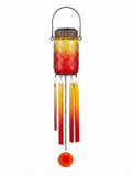 Colorful Mason Jair glass Windchime -red/orange