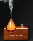 Amber Glass Essential Oil Diffuser Waterless Aromatherapy Nebulizer with Wood Base & Limited Edition Fragrance Oil