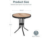 17” Round Wood-Look Patio Side Table Indoor Outdoor Accent Table