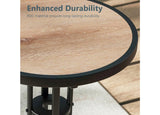 17” Round Wood-Look Patio Side Table Indoor Outdoor Accent Table