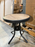 17” Round Wood-Look Patio Side Table Indoor Outdoor Accent Table