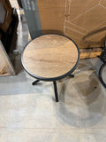 17” Round Wood-Look Patio Side Table Indoor Outdoor Accent Table