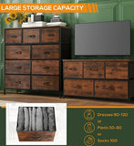 9 Drawer Rustic Fabric Dresser Storage Organizer Bedroom Chest Cabinet Stan