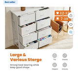47.2”Drawer Fabric Dresser Storage Tower with Wood Top. White