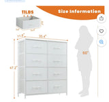 47.2”Drawer Fabric Dresser Storage Tower with Wood Top. White
