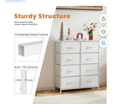 47.2”Drawer Fabric Dresser Storage Tower with Wood Top. White