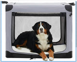 42” Foldable Soft-Sided Dog Travel Crate 3-Door Portable Pet Kennel with Mesh Windows, Gray