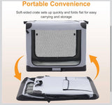 42” Foldable Soft-Sided Dog Travel Crate 3-Door Portable Pet Kennel with Mesh Windows, Gray