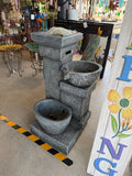 33.5” Outdoor Cascading Fire & Water Fountain with Adjustable Flame, LED Lighting & Clear Fire Glass