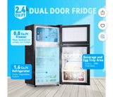 2.65 Cu. Ft. Compact Mini Fridge with Freezer Dual Door Gray Finish