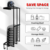 Camping Chairs Storage for Garage - Metal Camping Chair Wall Holder for Garage Organization, Camping Chair Storage Racks with 3 Hooks, Beach Chair Umbrella Wall Storage Rack