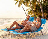 Foldable Patio Tanning Lounge Chair with Adjustable Backrest Turquoise