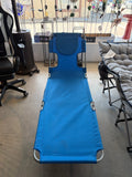 Foldable Patio Tanning Lounge Chair with Adjustable Backrest Turquoise