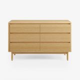 Mid-Century Modern Bamboo Dresser – 6 Drawer Storage Cabinet, Natural Wood Chest with Tapered Legs, Bedroom Organizer