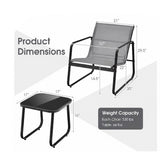 3-Piece Patio Conversation Set Brown/Black Outdoor Bistro Furniture