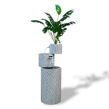 Title: 33.5” Indoor/Outdoor Tiered Water Fountain with Built-In Planter – Open Box