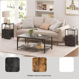 Charging Nightstand Side Table w/ USB Ports & Fabric Drawer White